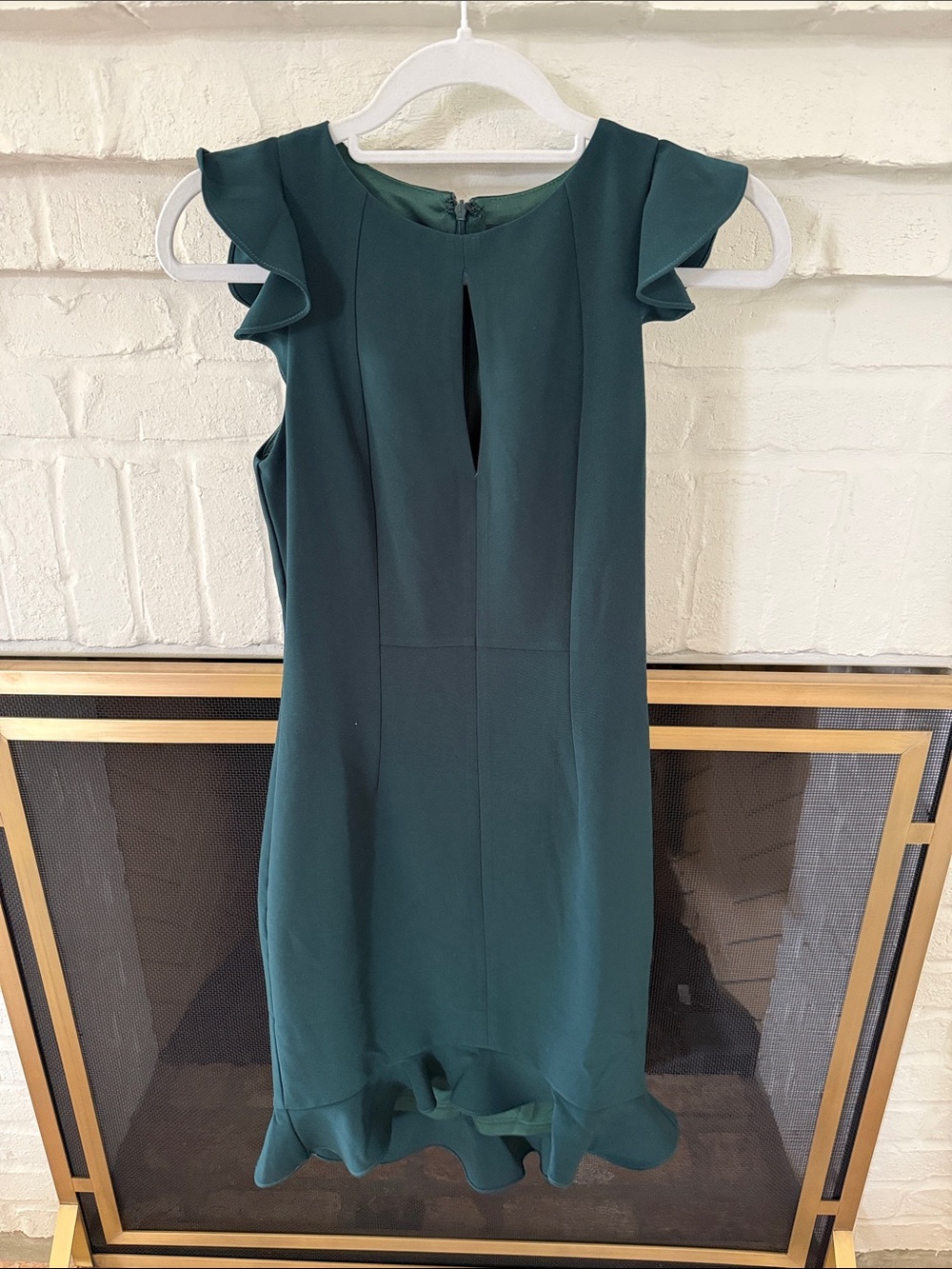 Women's Forest Green Ruffle Hem Dress